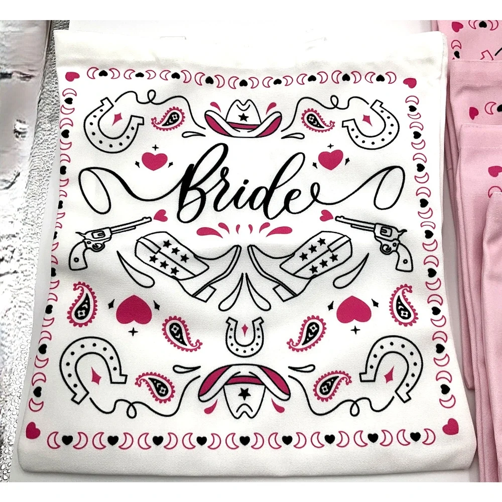 Bride Party Gift Set Bridesmaid Tote Bags Set of 6 Bachelorette Party Favors NEW
